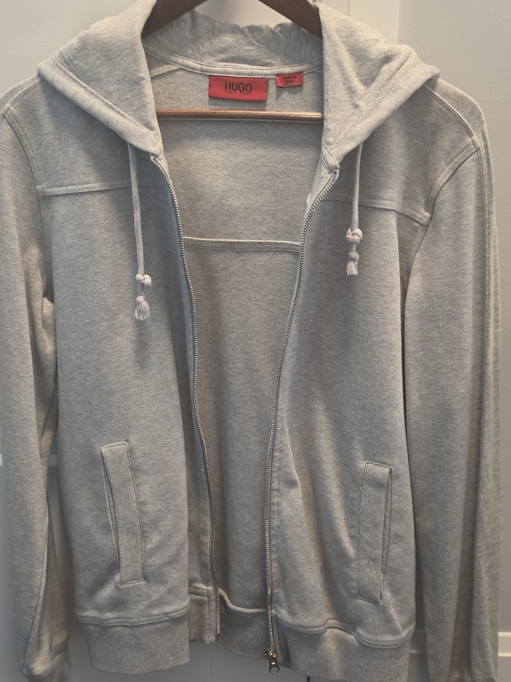 HUGO Light Gray Full-Zip Hoodie